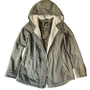Collectionb New York Women’s Parka Jacket size S, Olive Green, Drawstring Waist